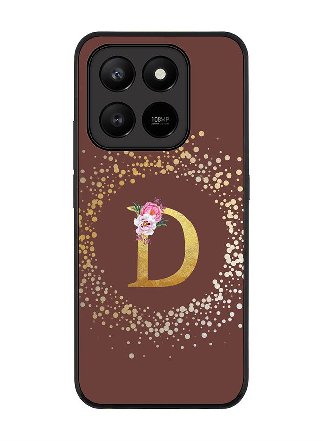 For Honor X7d 4G / X7d 5G / 400 Smart Case,Slim fit Camera Protection, Shockproof Thin Phone cover  - Custom Monogram Floral - D  (Brown )